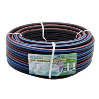 Шланг поливочный  3/4" (19мм) х 25м (3х-слойный) армированный, ТЭП, чёрный с красной и синей полосой