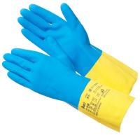 Перчатки резиновые GWARD желто-синие химстойкие перчатка латекс+неопрен размер  8M (12/120)