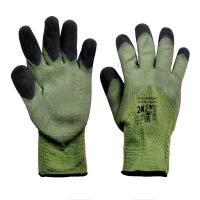 Перчатки утепленные акриловые ЗЕЛЕНЫЕ с ЗЕЛЕНЫМ наладонником, полный облив (10/480)