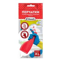 Перчатки латексные БИКОЛОР (XL) синий-желтый Komfi (144/12)