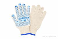 Перчатки х/б 150 текс с ПВХ белые (4-нит) "Пермский край" (10/300)
