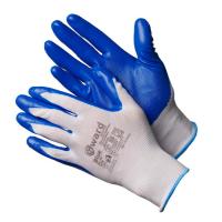 Перчатки нейлоновые с нитрилом "Gward  BLUE" БЕЛО-СИНИЕ (8/М) (12/600)
