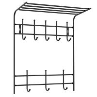 Вешалка настенная ВПТ8М (матовый черный) с полкой 600х705х265 НИКА (5)