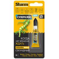 Клей гель СУПЕРКЛЕЙ "STURM"  на единичном блистере 3гр.(12/288)