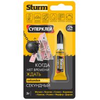 Клей СУПЕРКЛЕЙ "STURM"  на единичном блистере 3гр.(12/288)