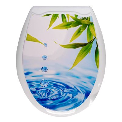 Сиденье для унитаза с рисунком МУЛЬТИПЛАСТ (10) Капли и бамбук Сиденье для унитаза с рисунком МУЛЬТИПЛАСТ (10) Капли и бамбук