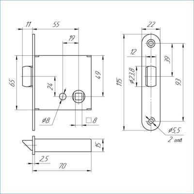 МЕТТЭМ ЗЩ1-3 защелка дверная ЛЕВАЯ