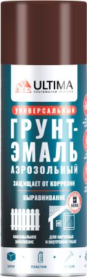 Аэрозоль Ultima ГРУНТ эмаль КРАСНО-КОРИЧНЕВЫЙ 520мл (12)