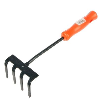 Грабли   МИНИ 4-зубые прямые с пластмассовой ручкой 