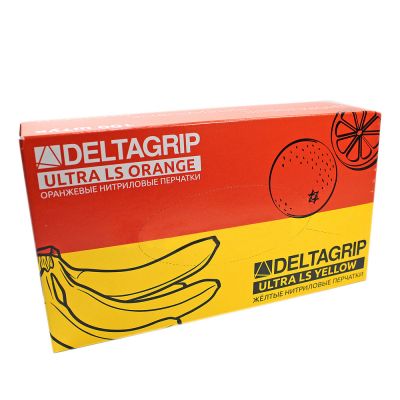 Перчатки нитриловые неопудренные GWARD DELTAGRIP Ultra LS желтые 8/М (50пар/500)