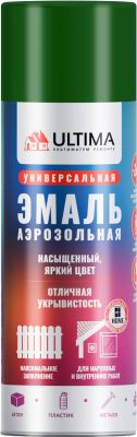 Аэрозоль Ultima эмаль ЗЕЛЕНЫЙ-ЛИСТВЕННО (RAL 6002) 520мл (12)