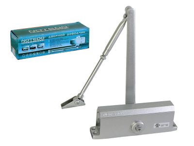 Доводчик NOTEDO DC-090-НО с ФИКСАЦИЕЙ легкий характер (серебро) 60-120 кг