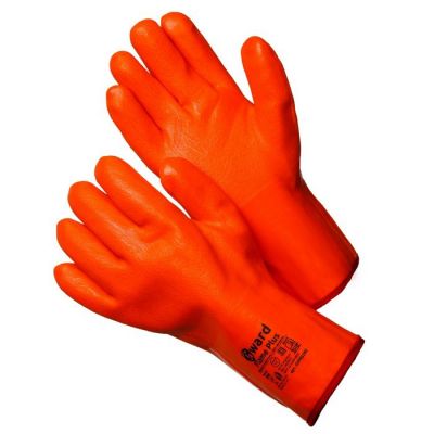 Перчатки утепленные GWARD Flame PLUS с полной обливкой ПВХ,удлин. крага (оранжевые) р-р11 (12/72)