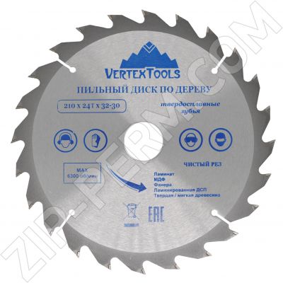 Диск пильный 210 х 24Т х 32мм/30мм VertexTools