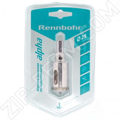 Коронка алмазная по керамограниту ф 25мм Rennbohr с центрирующим сверлом (керамика)