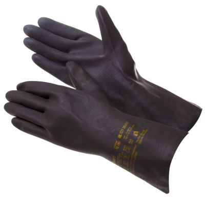 Перчатки резиновые GWARD черные химстойкие перчатка латекс+неопрен размер 8 M (12/120)