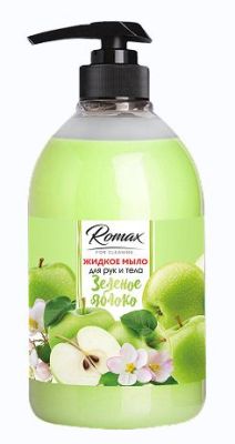 Мыло жидкое 1л RoMax Зеленое яблоко дозатор (1/8)