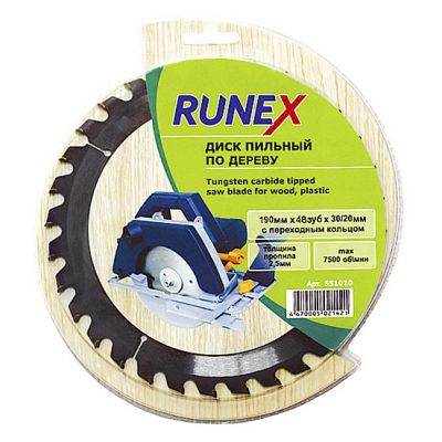 Диск пильный 190 х 48Т х 30мм/20мм Runex