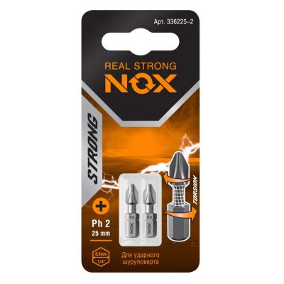Биты PH 2x25 мм С6.3 NOX STRONG ТОРСИОННЫЕ 2шт.(20)