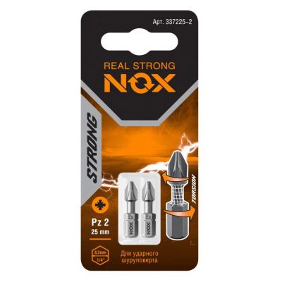 Биты PZ 2x25 мм С6.3 NOX STRONG ТОРСИОННЫЕ 2шт.(20)