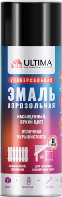 Аэрозоль Ultima эмаль ЧЕРНАЯ ГЛЯНЦЕВАЯ (RAL 9005) 520мл (12)