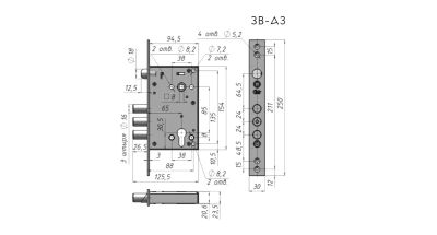 КРИТ Замок врезной АССИСТЕНТ А3 БУЛЬДОРС под ЦМ (КОРПУС)