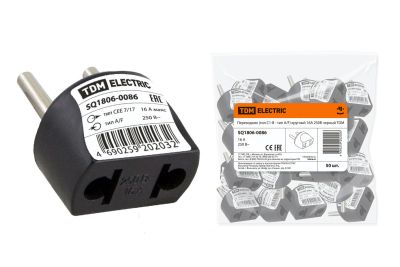 Переходник Евро 16А TDM круглый (черный) (50)